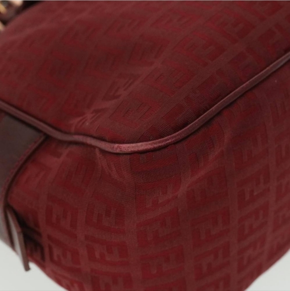 FENDI Zucchino Canvas Authentic Hand Bag Red Auth rd4396 - Picture 16 of 16